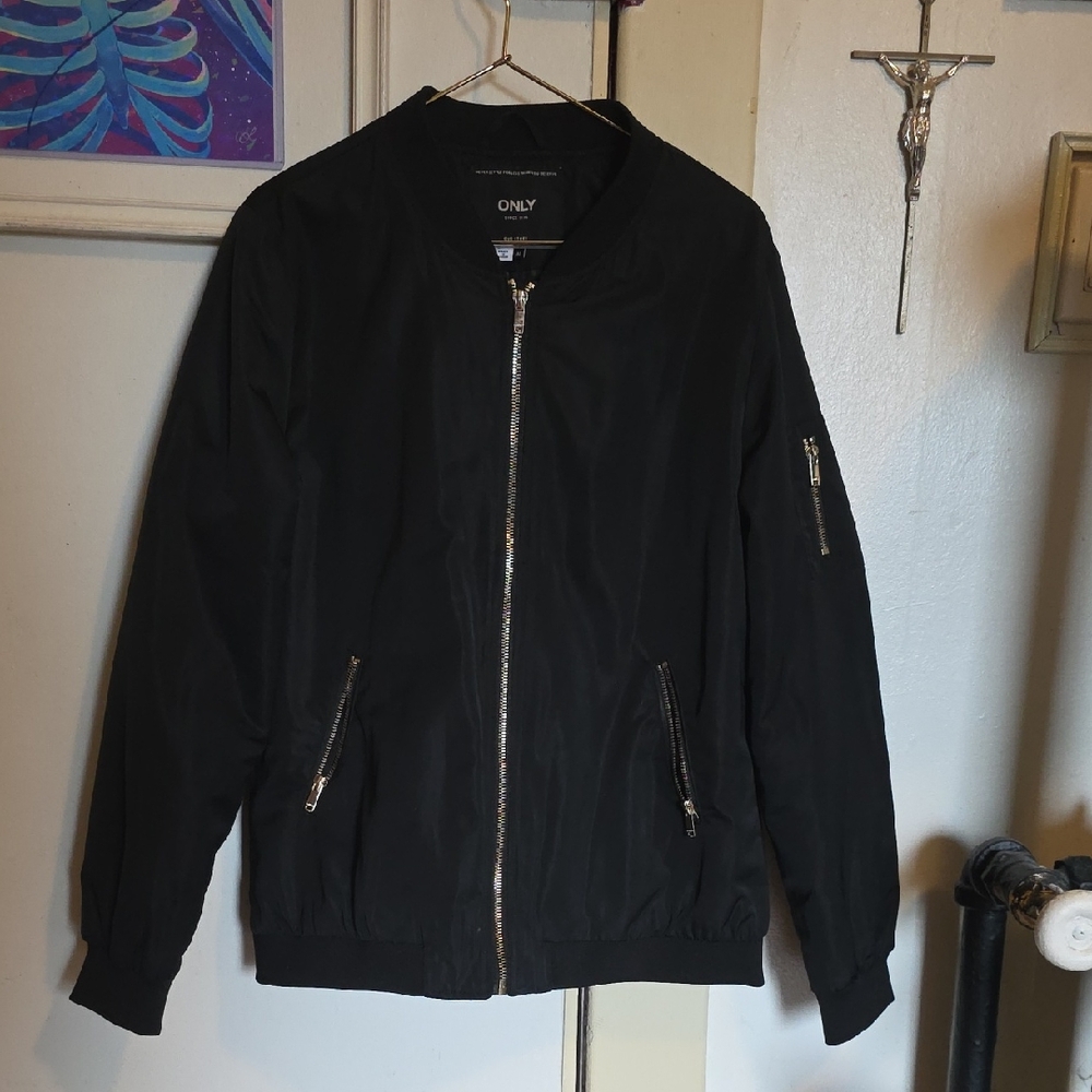 ONLY Womans Classic Black Bomber Jacket